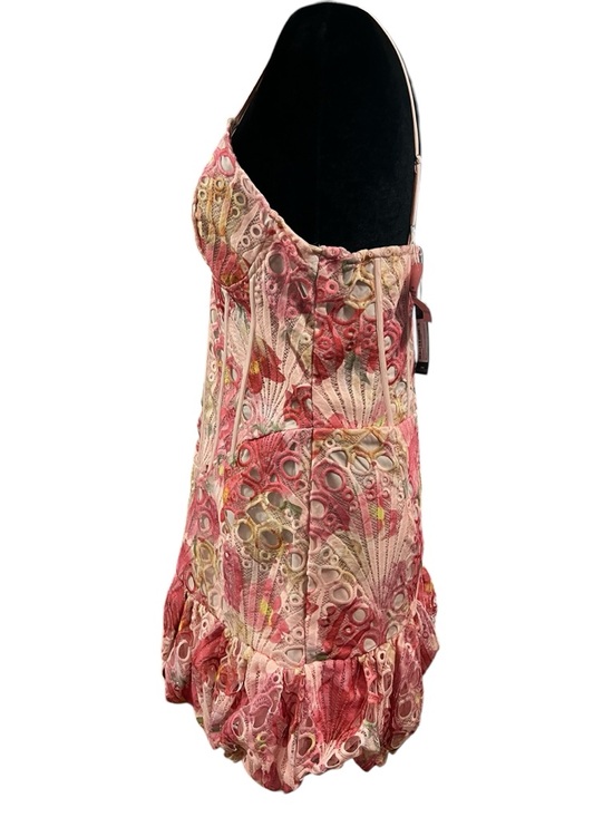 PrettyLittleThing Pink Multi Floral Corset Puffball Mini Dress NWT Size 10 - Picture 6 of 9